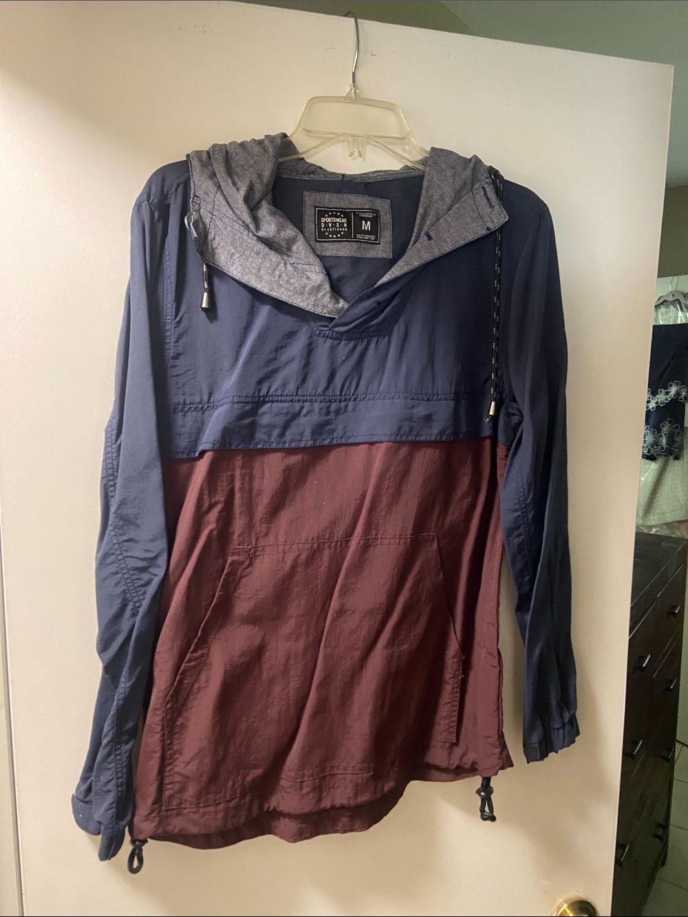 Cotton On Navy & Burgundy Colorblock Anorak Pullover